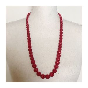 NAPIER Vintage Patent Red Long Graduated Lucite Bead Necklace